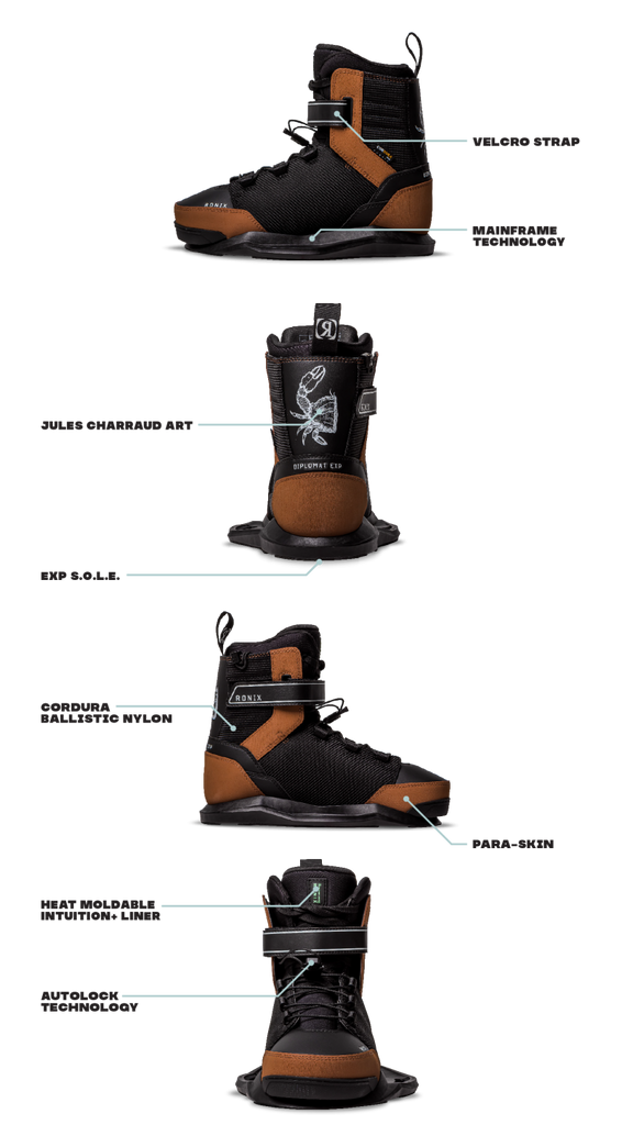 RONIX BOOTS - DIPLOMAT EXP - INTUITION (2024) - Black / Gum Rubber