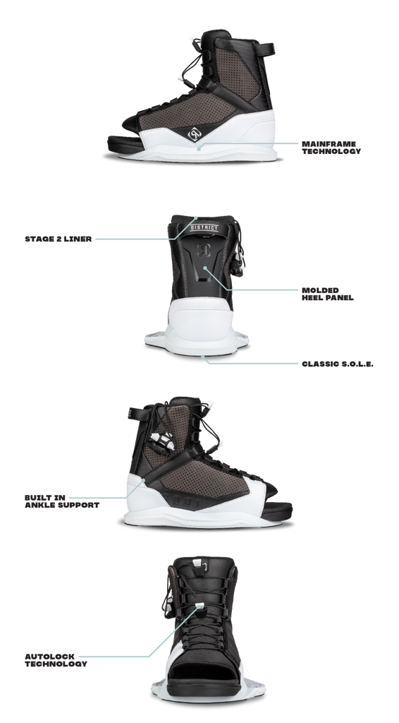 RONIX BOOTS - DISTRICT - STAGE 2 (2024) - White / Black