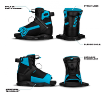 Load image into Gallery viewer, RONIX WAKEBOARDING KIDS BOOTS 2023- Vision - Stage 1 - Black / Blue
