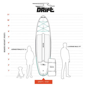 DRIFT Inflatable Stand Up Paddle Board, SUP with Accessories | Coiled Leash, Pump, Lightweight Paddle, Fin & Backpack Travel Bag