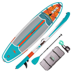 DRIFT Inflatable Stand Up Paddle Board, SUP with Accessories | Coiled Leash, Pump, Lightweight Paddle, Fin & Backpack Travel Bag